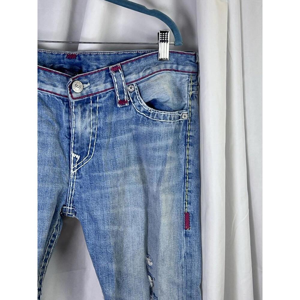 True Religion Women's Jeans 28 X 30 Contrast Stitching EUC Distressed Boot Cut - Picture 5 of 9